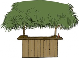 Bar Branches Palmtree Cartoon Tropical Southern Tiki Hut