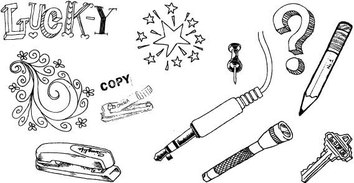 A set of hand drawn objects free vector