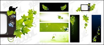 ai format, keyword: vector material, green leaves, butterflies, TV, vines, green