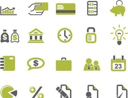 Banks and business icons set