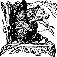 Bear On A Stump clip art