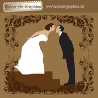 Bride and Groom Wedding Vector Art Graphic