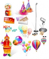 Candy, Coupon,Balloon,Pierrot and Microphone