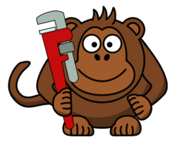 Cartoon Monkey with Wrench