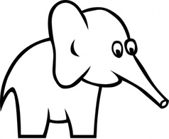 Cartoon Outline Elephant clip art