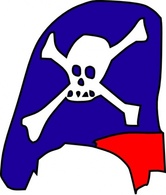 Cartoon Pirate Hat Skull Bones clip art