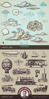 Clouds and transport vector set