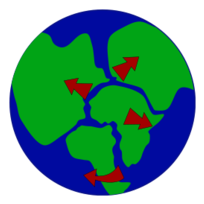 Earth with continents breaking up