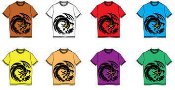 Eight coloured T-shirt design free vector