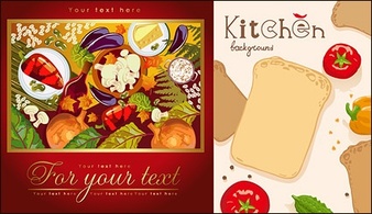 eps format, including jpg preview, keyword: Vector food, food, vegetables, seasonings, bread, eggplant, tomatoes, ingredients, ...