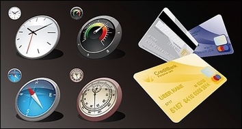 eps format, including jpg preview, keyword: Vector icon, clock, speedometer, compass, credit cards, bank cards, ...