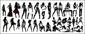 eps format, including jpg preview, keyword: Vector silhouette, women, female, sexy, silhouette figures, movements, posture, ...