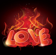 Flaming 3D Love Vector
