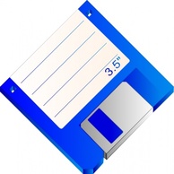 Floppy Icon Disk Blue Disc Diskette Sabathius Labelled
