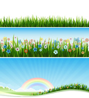 Free Vector Landscape and Grass flowers banner