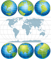 Free Vector Six Globe and Map