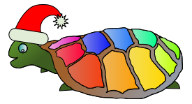 Funny turtle with santa hat