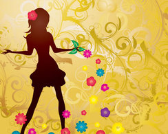 Girl with Flowers Vector illustration