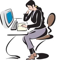 Girl working with her desktop PC