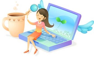 Girls and computer vector 50