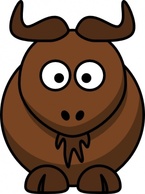 Gnu Cartoon Cow Bull Logo Buffalo Horns Animal Ox Motto