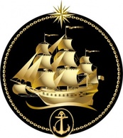 Gold sailing ship