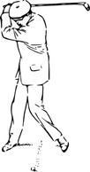 Golfer At The Top Of The Stroke clip art