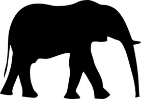Gray Africa Outline Profile Silhouette Feet Silhouet Cartoon Big Elephant Olifant Trumpet India African Indian ...