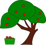 Green Apple Fruit Tree Cartoon Cherry Trees Plant