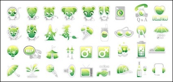 Green cute icon vector material