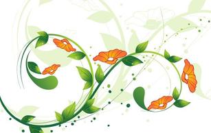 Green Swirl Floral Vector illustration