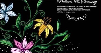 Hand-painted flowers Vector-1