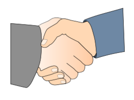 Handshake with Black Outline (white man hands)