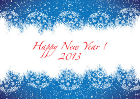 Happy New Year 2013 Blue Greeting Card Free Vector