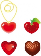Heart Shaped Gold Chain, Strawberry Diamond and Chocolate