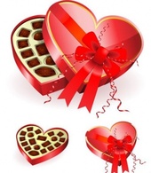 Heart shaped red chocolates box