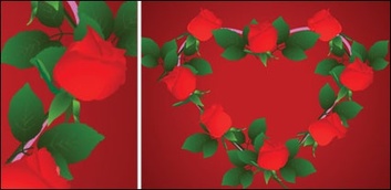 Heart-shaped vector material Rose Border