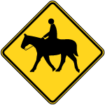 Horse Crossing Road Vector Sign