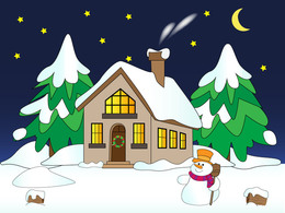 House with Snow Vector
