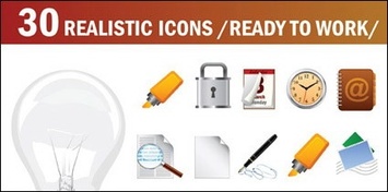 Light bulbs, mark pen, lock, horn, compass, microphone, timer vector