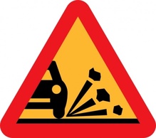 Loose Stones On The Road Roadsign clip art