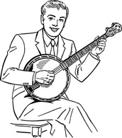 Man Playing Banjo clip art