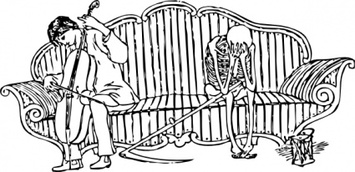 Music Outline Person Couch Death Lineart Play Skeleton Overcome
