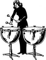 Music Outline Woman Lineart Playing Instrument Beat Kettledrums