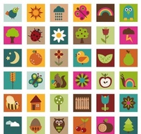 Nature icons in bright colors