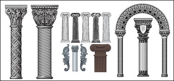 Number of European-style classical columns pattern vector material