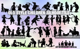 Old style children silhouettes