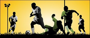 Playing soccer athletes vector material