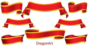 Red ribbons baner set free vector