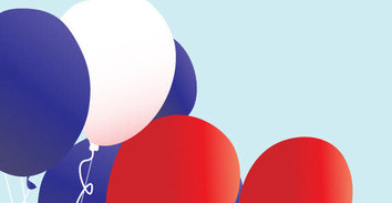 Red, white and blue patriotic balloons vector
